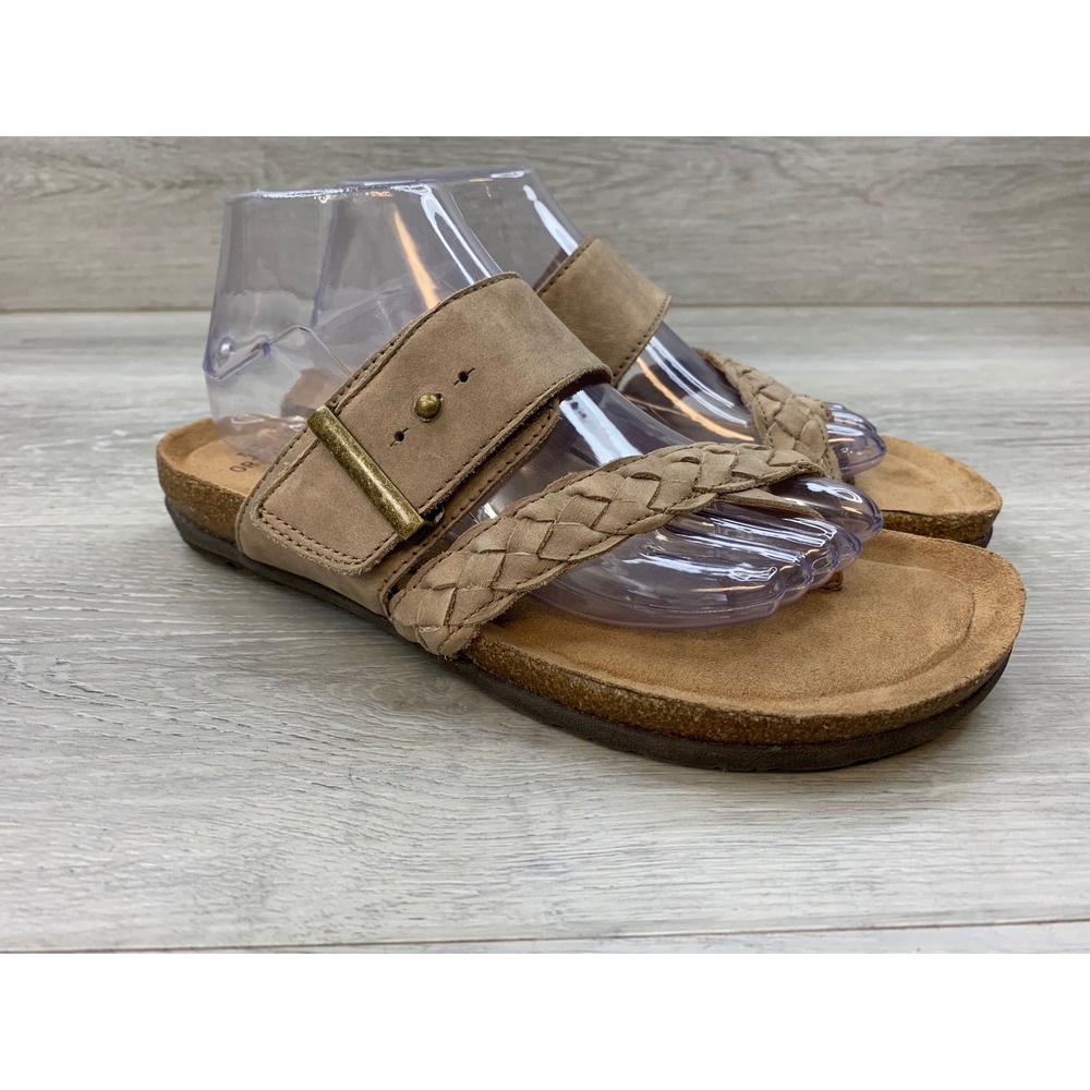 Earth Origins  Tan Braided Slide Sandals Women's 9 Coco Comfort Cork Shoes